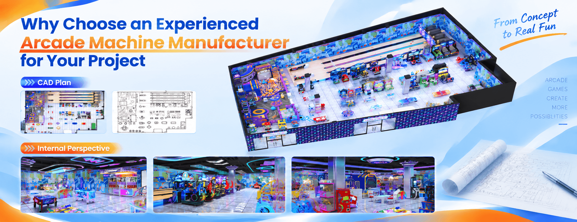Experienced arcade machine manufacturer with commercial entertainment equipment production