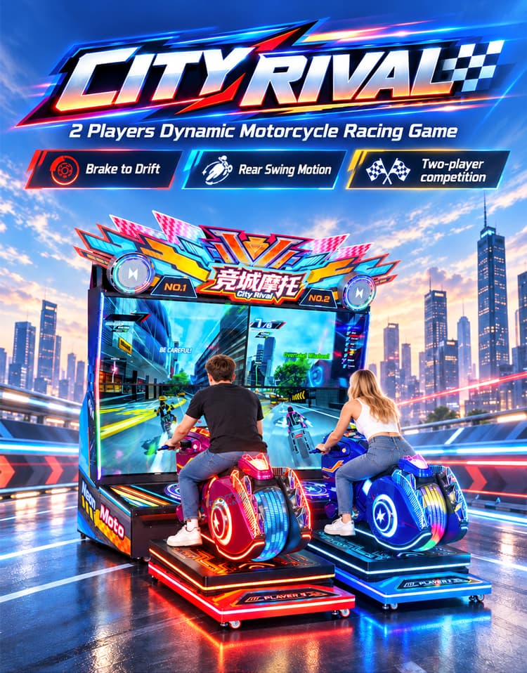 Commercial motorcycle game machine for shopping malls