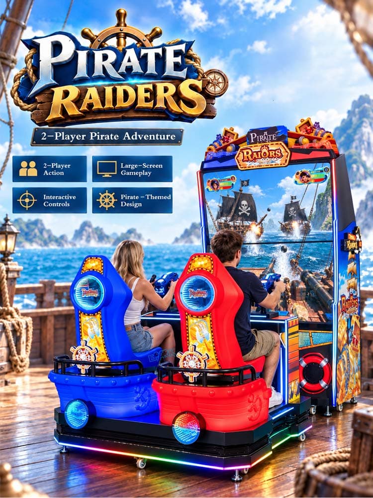 Themed game machine for shopping mall entertainment areas