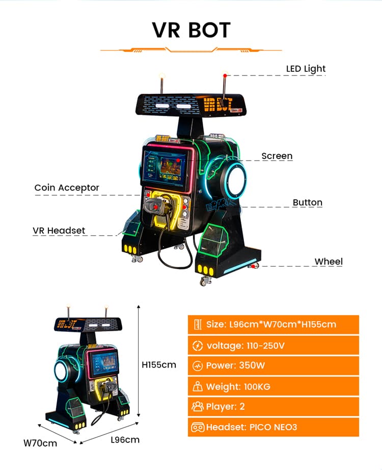 Small size virtual reality simulator with robot design