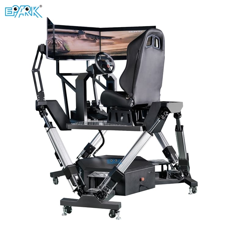 Six axis racing simulator machine for arcade entertainment centers