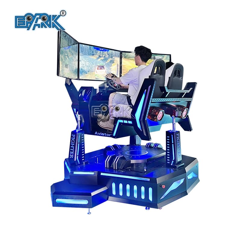 Three axis racing simulator machine for arcade entertainment centers