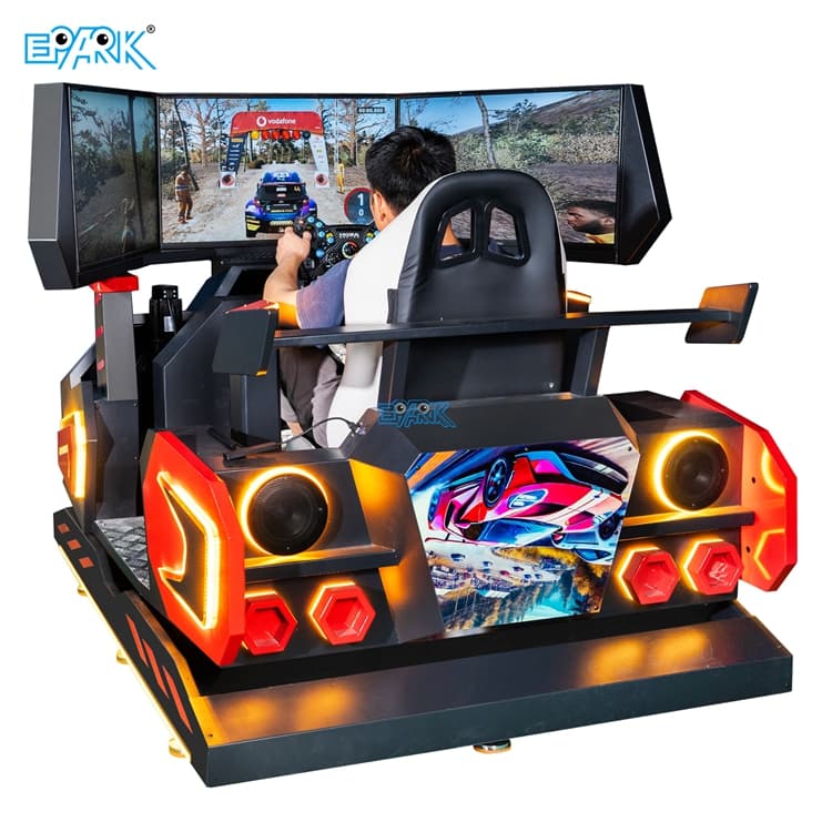 Six axis drift racing simulator for arcade entertainment centers