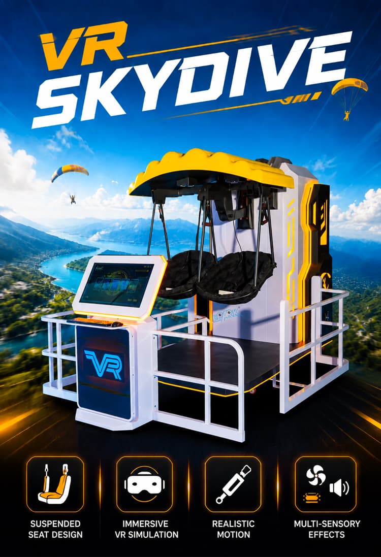 Commercial VR attraction machine with dynamic movement