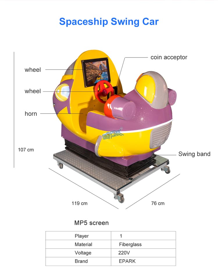 Space themed children ride machine for family entertainment centers