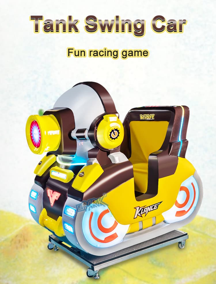 Interactive kids bumper car ride with colorful cartoon design