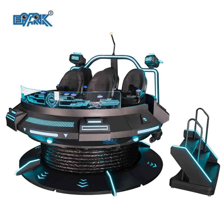 Five player VR flying simulator ride for arcade entertainment
