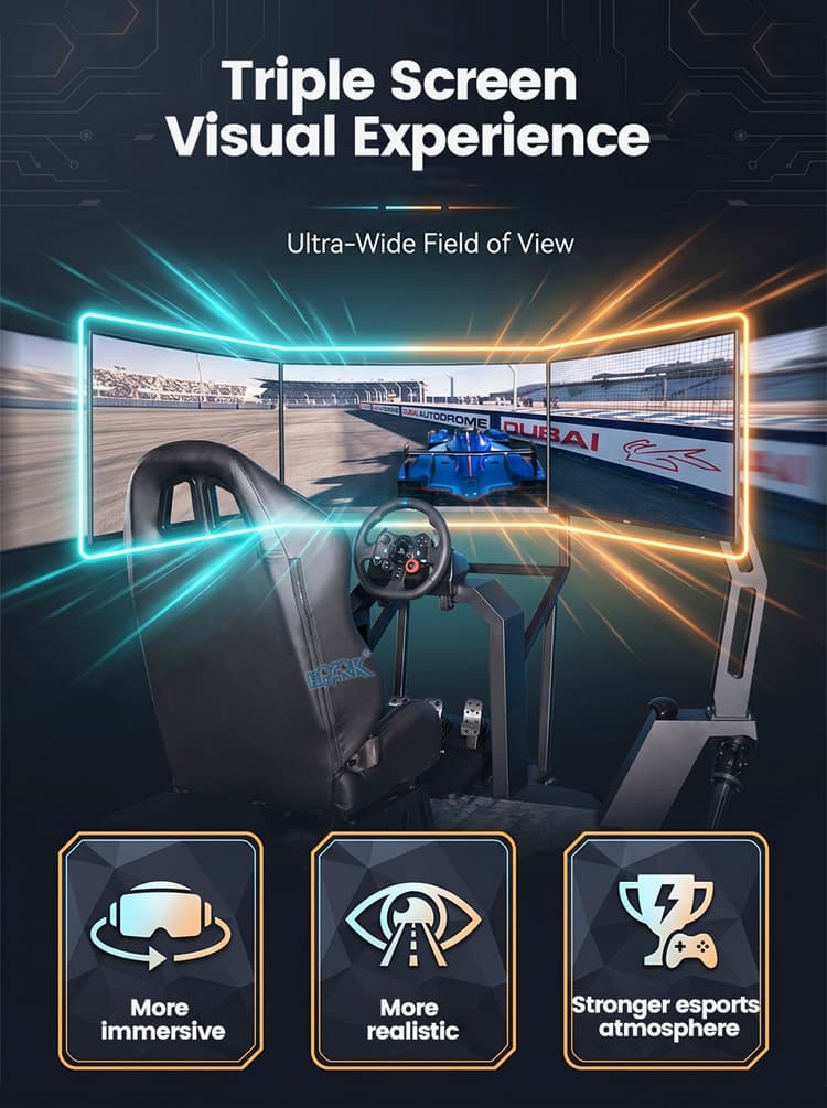 Commercial racing game machine with motion platform