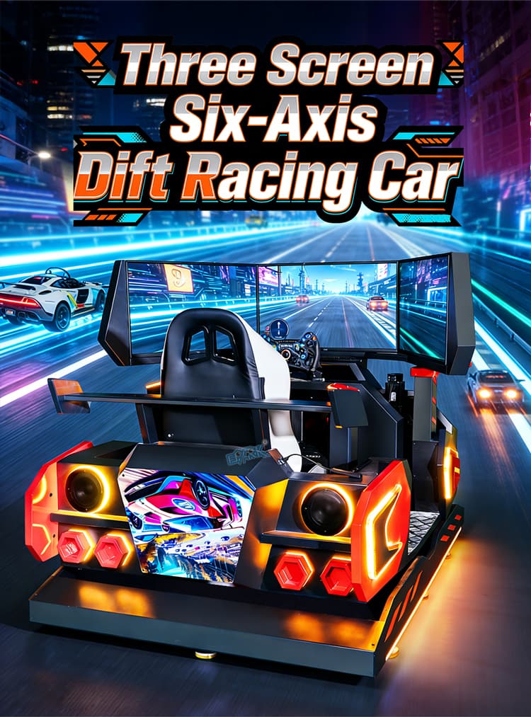 Motion racing simulator equipment for indoor entertainment