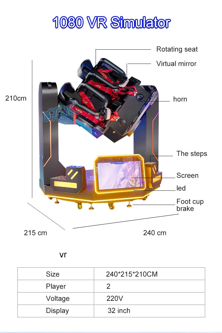 Commercial virtual reality attraction equipment for malls