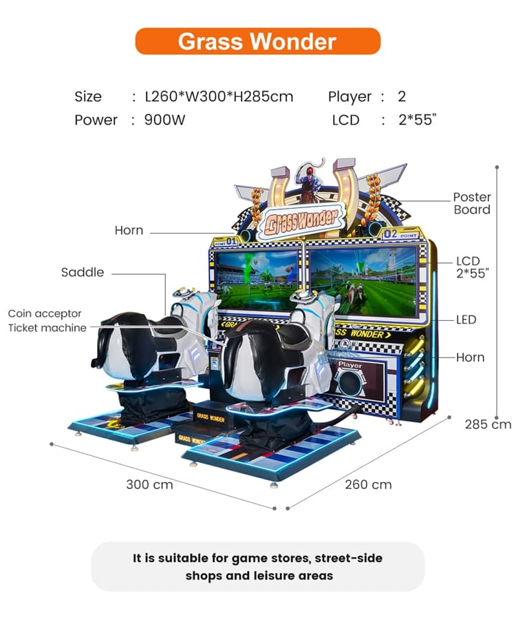 Premium horse racing arcade attraction for shopping malls