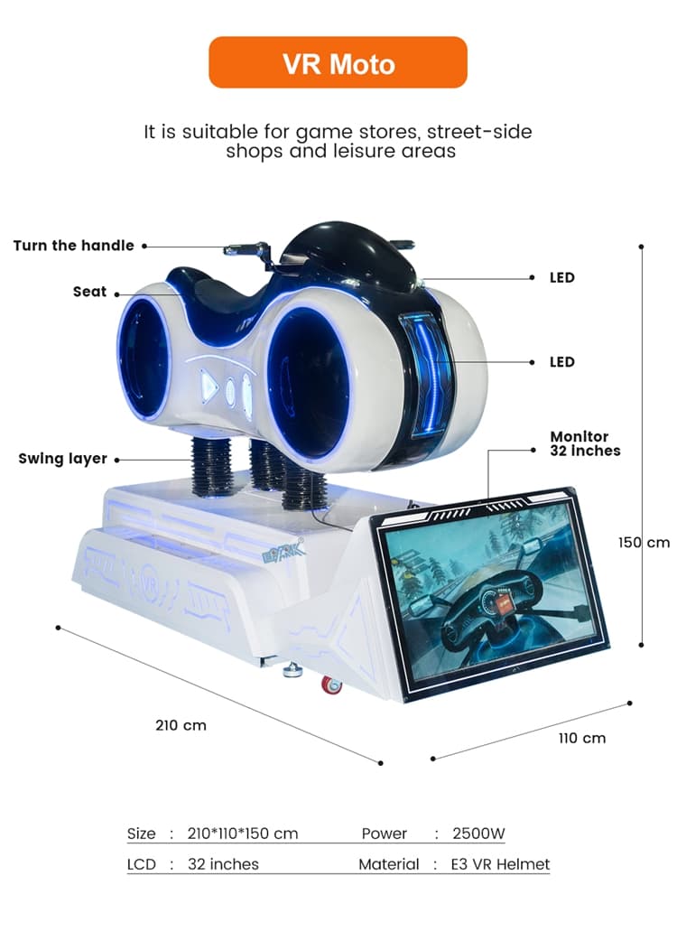 Interactive virtual reality motorcycle experience equipment