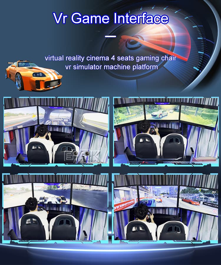 Commercial racing simulator for family entertainment centers