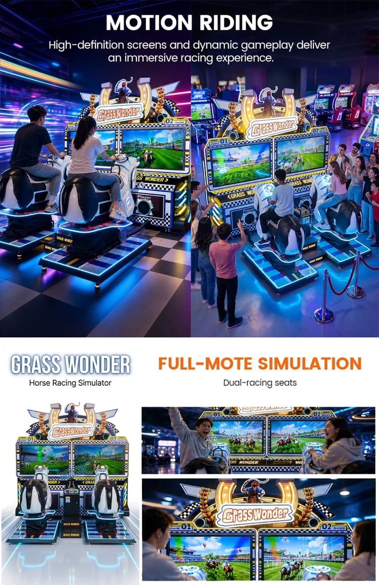 Two player racing machine for family entertainment centers