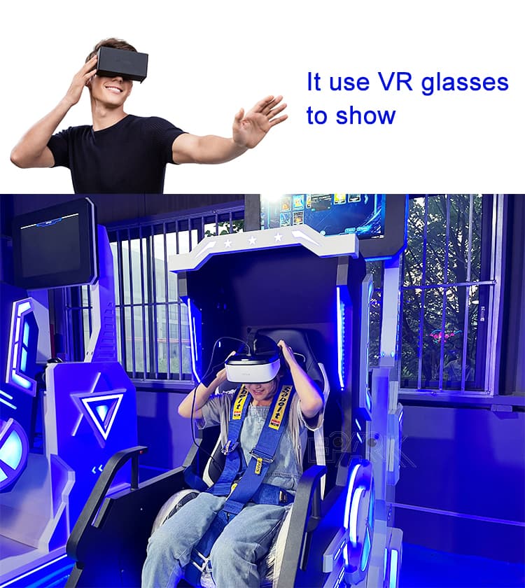 Modern VR driving simulator equipment with LED design