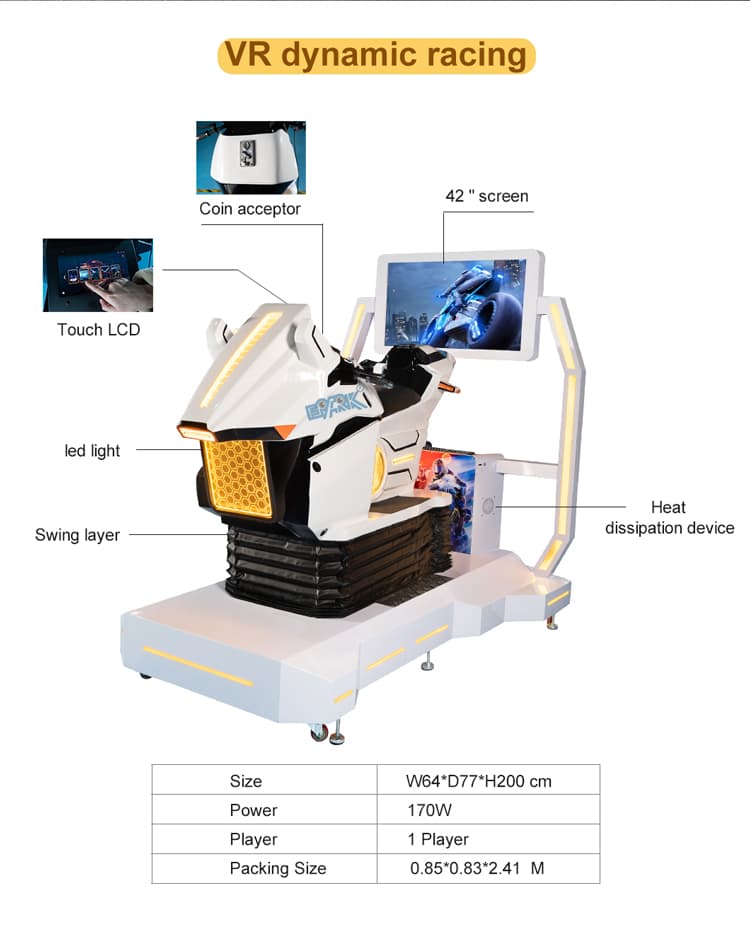 Virtual reality racing simulator with multiple game options