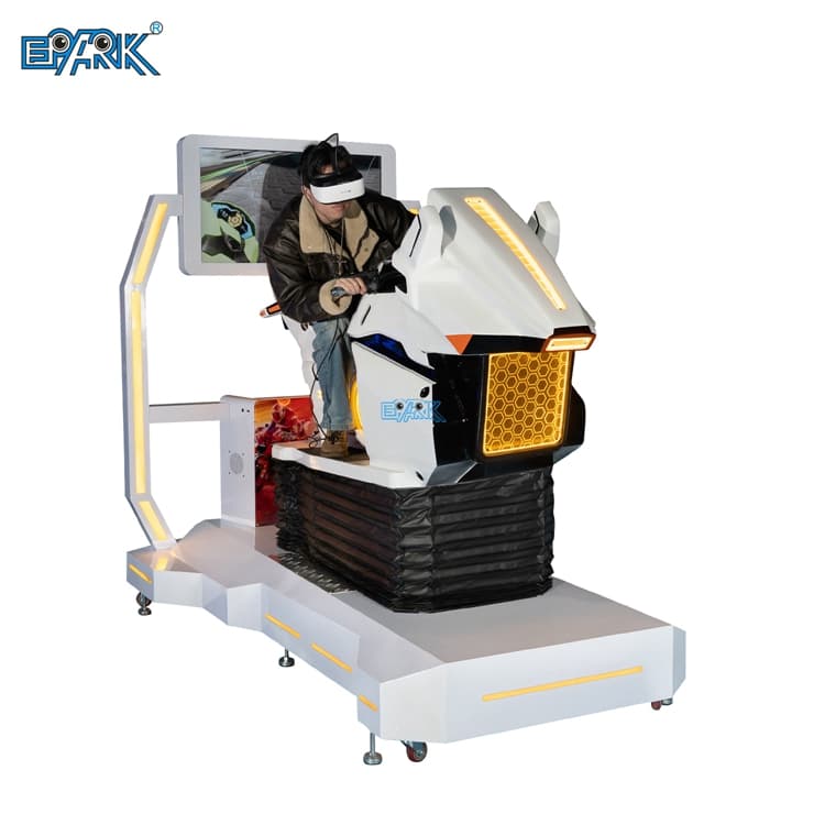 VR dynamic racing simulator for arcade entertainment centers