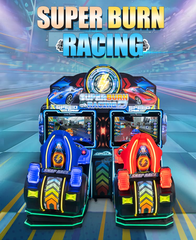 Two seat racing simulator for family entertainment centers
