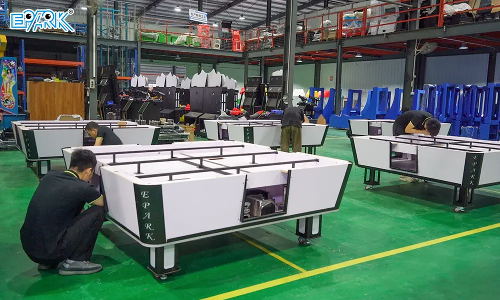 Air hockey tables in the EPARK production workshop