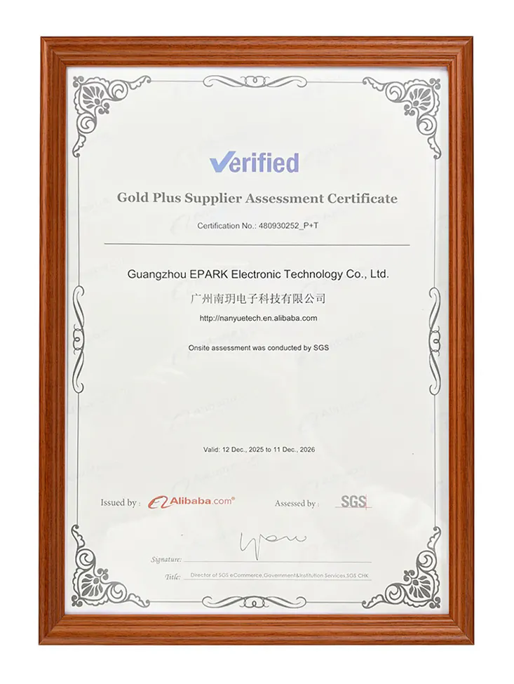 SGS Gold Plus Supplier Assessment Certificate for Guangzhou EPARK Electronic Technology