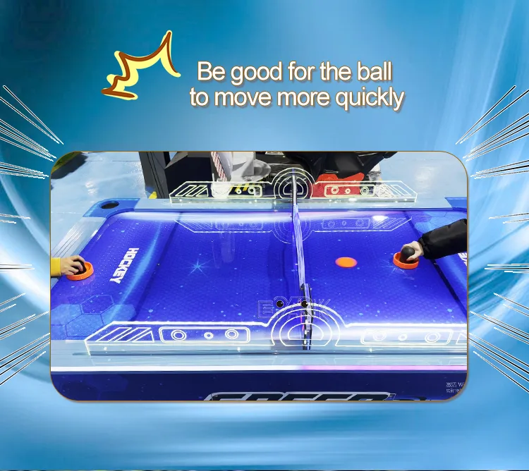 Fast puck play surface detail on the blue air hockey table