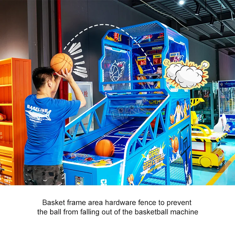 Player shooting at a classic basketball arcade machine