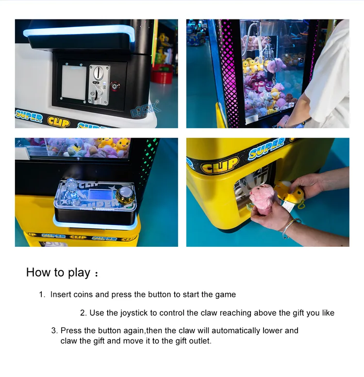 Joystick, button, coin acceptor and claw operating instructions for the compact claw machine