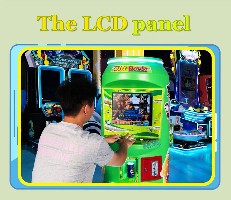 Player using the LCD game panel on the drink gift vending machine