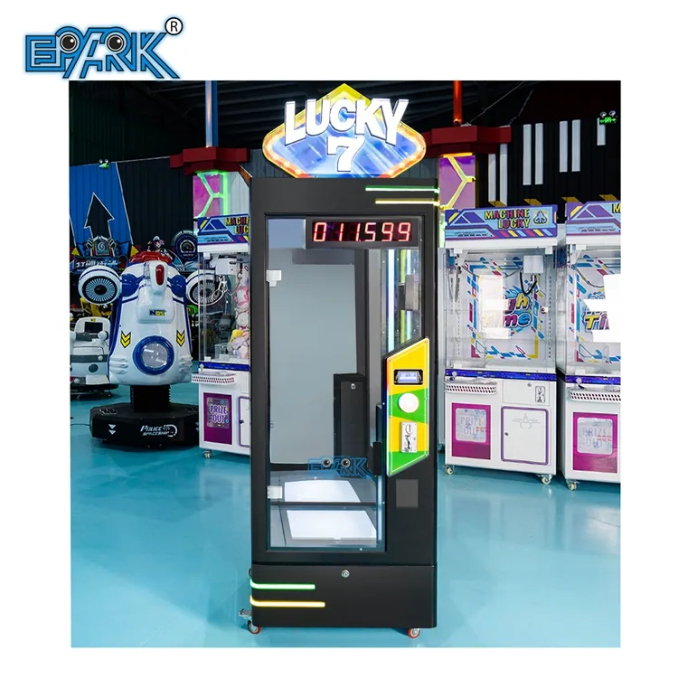 Large-prize scissor vending machine displayed in an arcade showroom
