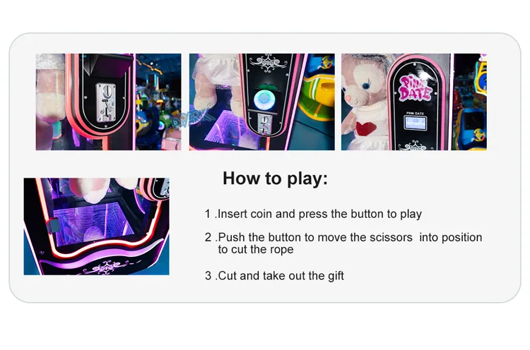 Three-step operating instructions for the large-toy scissor prize machine