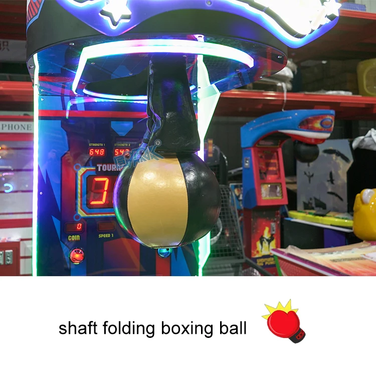 Close-up of the folding punch bag and LED scoring area