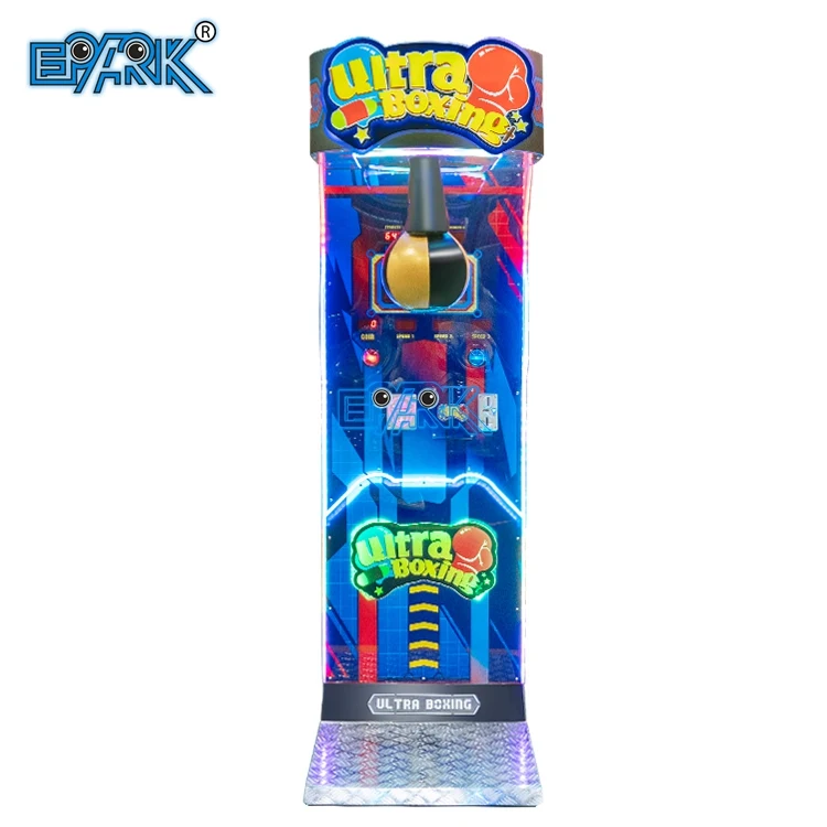 Front view of an LED score boxing strength test machine