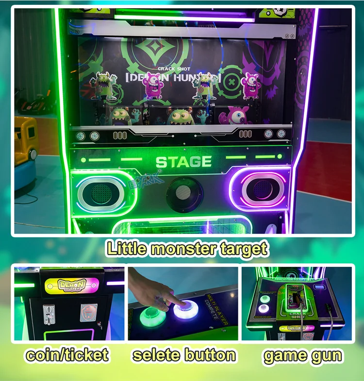 Sensor gun, coin control, selection buttons and physical monster target details