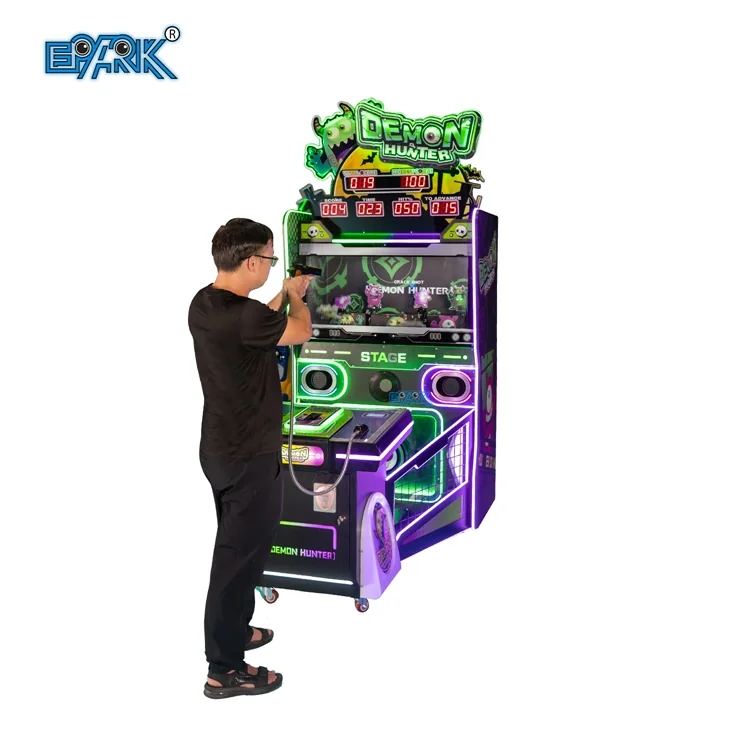 Player aiming the sensor gun at the physical monster targets