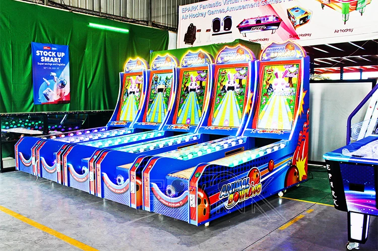 Multiple single-player bowling arcade machines operating in an indoor venue