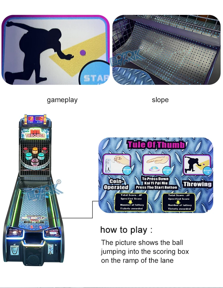 Ball throwing gameplay diagram showing the scoring ramp and target area