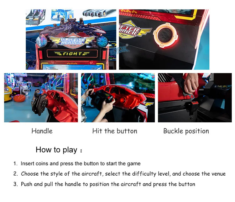 Aircraft handle, fire button and seat buckle controls for the flight shooting machine