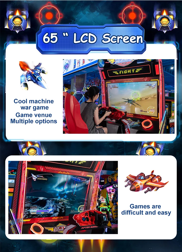 Flight shooting game screen and moving-seat product details