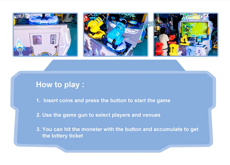 Coin controls, gun stations and monster shooting gameplay instructions