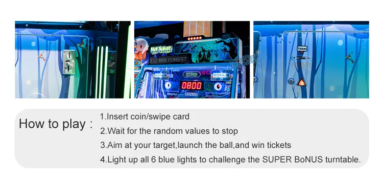 Coin interface, score display and ticket outlet of the ball launch machine