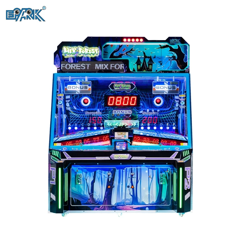 Front view of a two-player ball launch ticket redemption machine