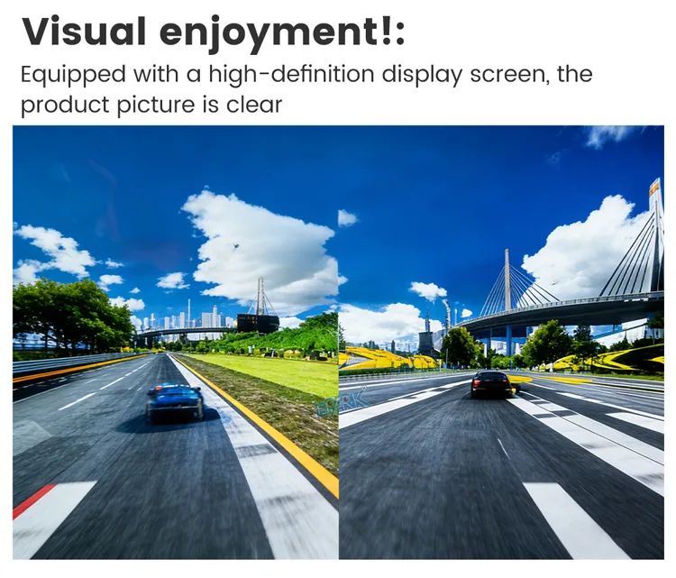 Side-by-side Blaze Transit racing game views displayed on the machine screens