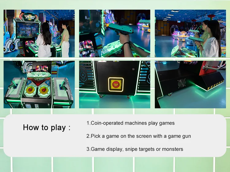 Coin controls, gun controls and shooting game instructions