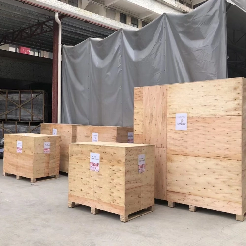 EPARK arcade machines protected in wooden crates for shipping