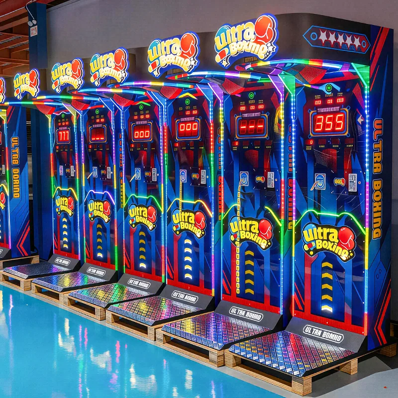 Row of EPARK commercial boxing machines in the showroom