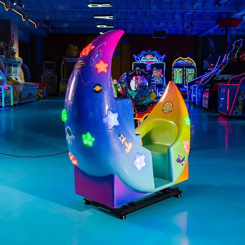 Moon-shaped commercial kiddie ride in the EPARK showroom