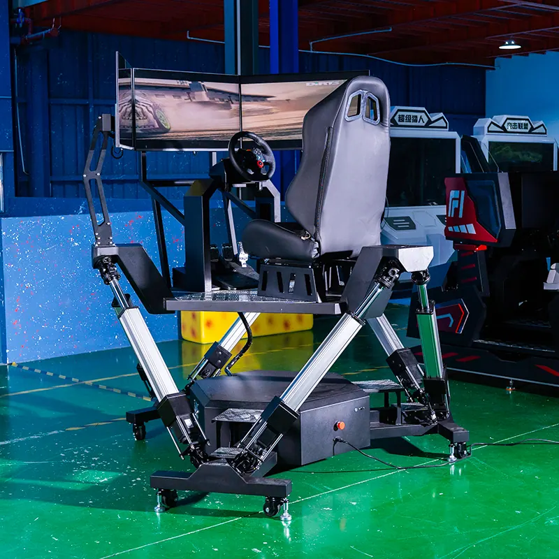 Motion-seat VR simulator with curved display